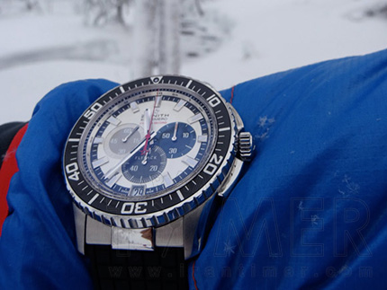 زنیس یخ سرد سرما آزمایش مقاوم zenith el primero stratos flyback striking 10th felix baumgartner