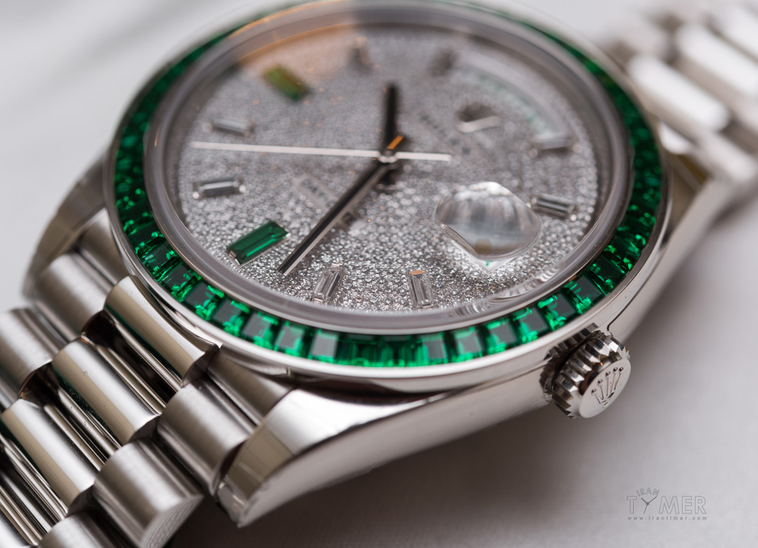Super Rare €430,000 Rolex Day-Date 40 Green Emerald Platinum Watch Hands-On Hands-On 
