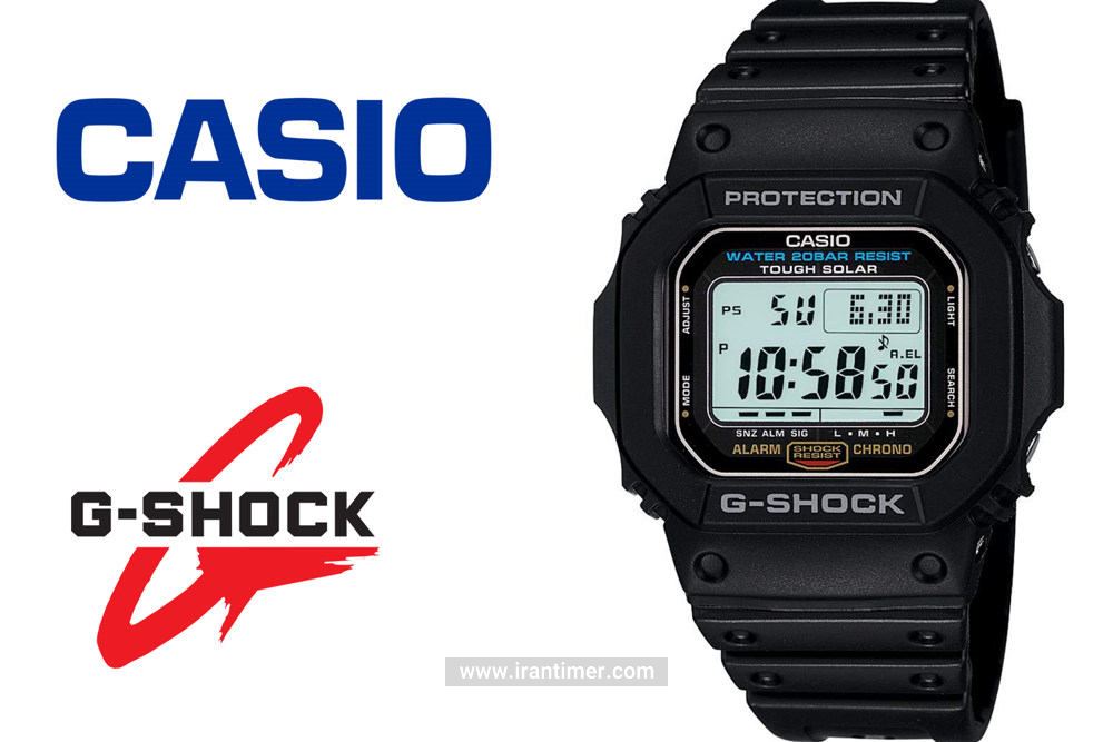 ساعت مچی مردانه و زنانه کاسیو مدل G-5600E-1DR ساعتی تقویم دار همراه با طراحی صفحه منحصر به فرد