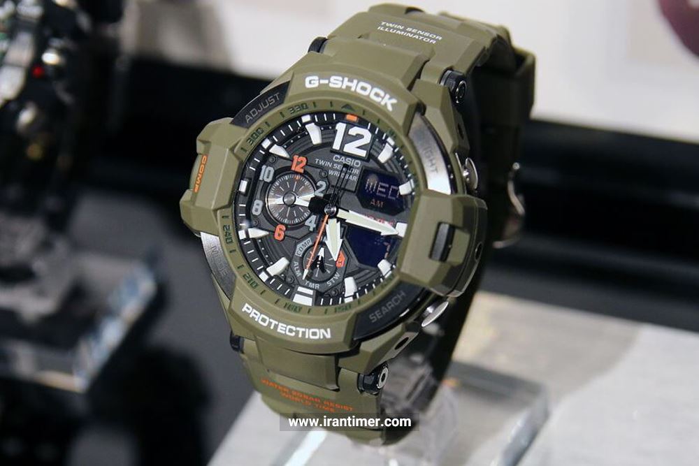 ساعت مچی مردانه کاسیو مدل GA-1100KH-3ADR ساعتی دارای زمان سنج (Stopwatch) بهره مند از بهره مند بودن از متریال درجه 1