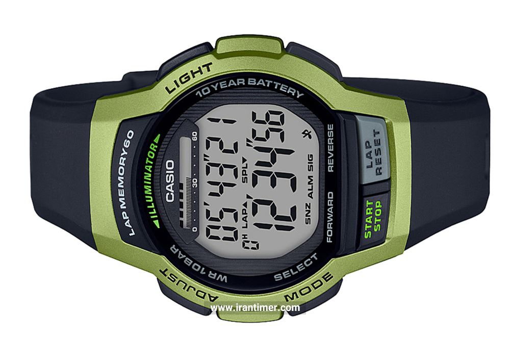 ساعت مچی مردانه و زنانه کاسیو مدل WS-1000H-3AVDF ساعتی دارای زمان سنج (Stopwatch) همراه با طراحی صفحه حرفه ای