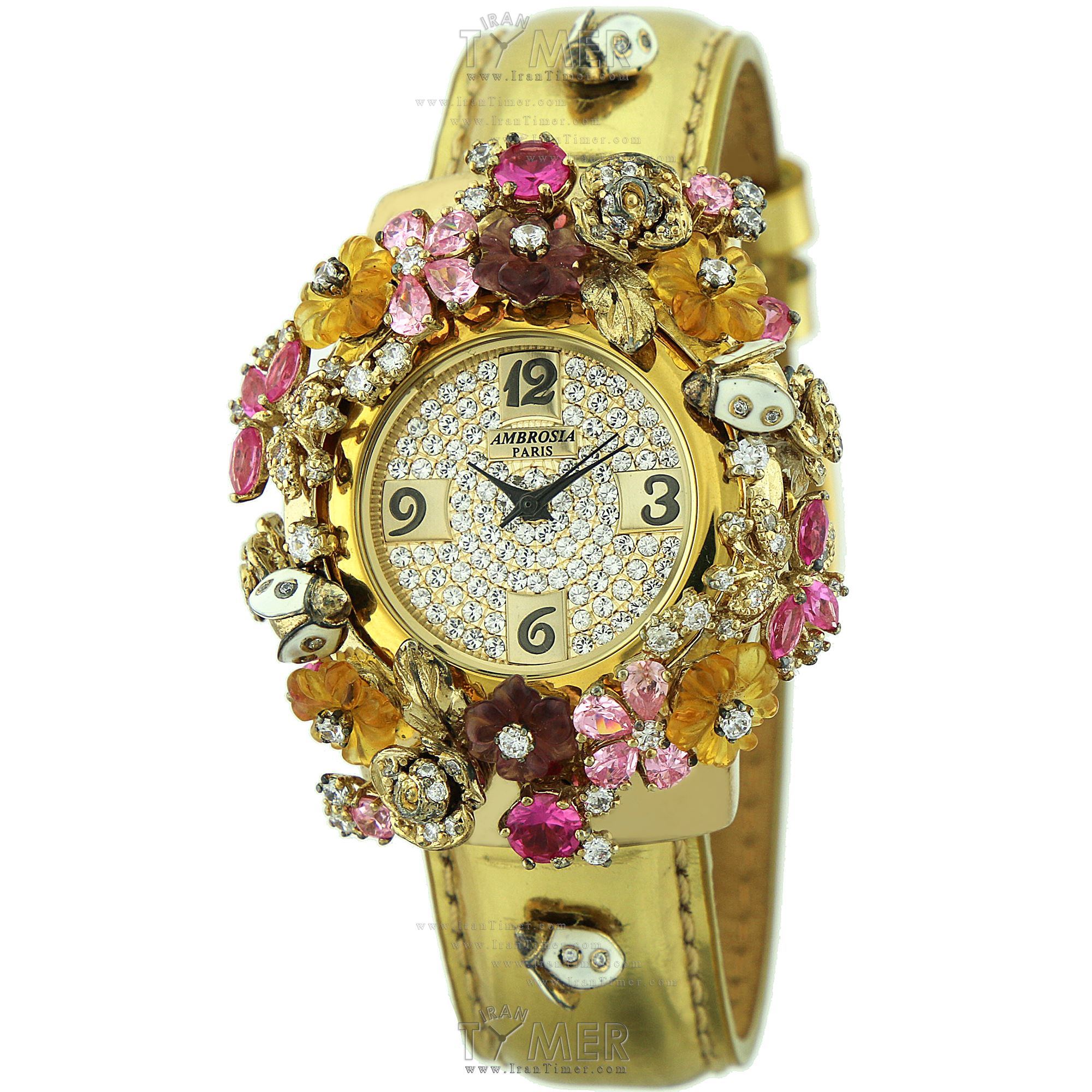 قیمت و خرید ساعت مچی زنانه آمبروزیا پاریس(AMBROSIA PARIS) مدل MERVEILLEUSE-GOLD فشن | اورجینال و اصلی