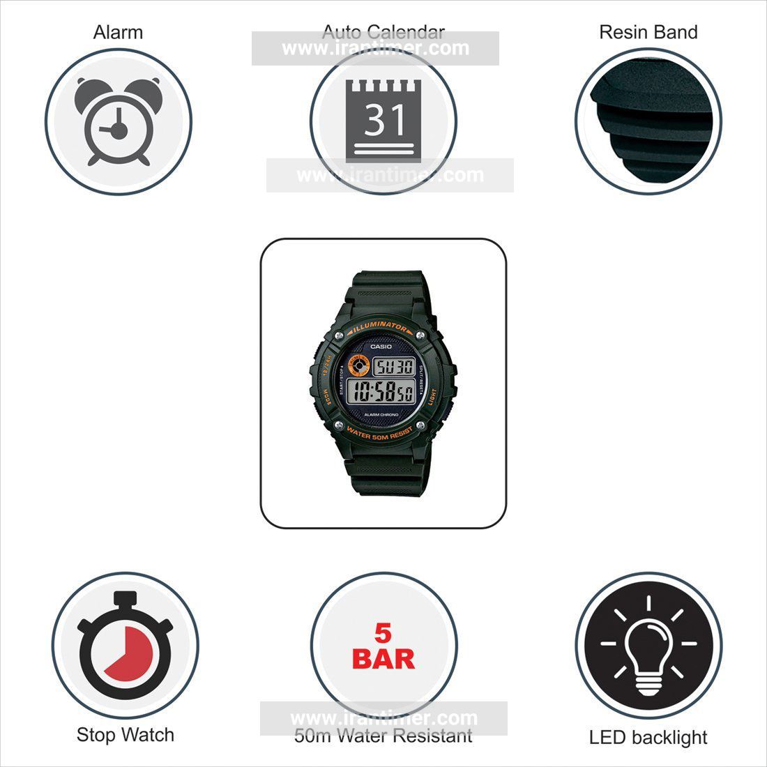 قیمت و خرید ساعت مچی مردانه کاسیو (CASIO) جنرال مدل W-216H-3BVDF اسپرت | اورجینال و اصلی