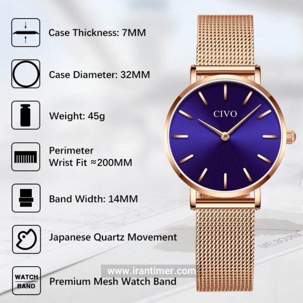 قیمت و خرید ساعت مچی زنانه سیوو(CIVO) مدل 1117169 کلاسیک | اورجینال و اصلی