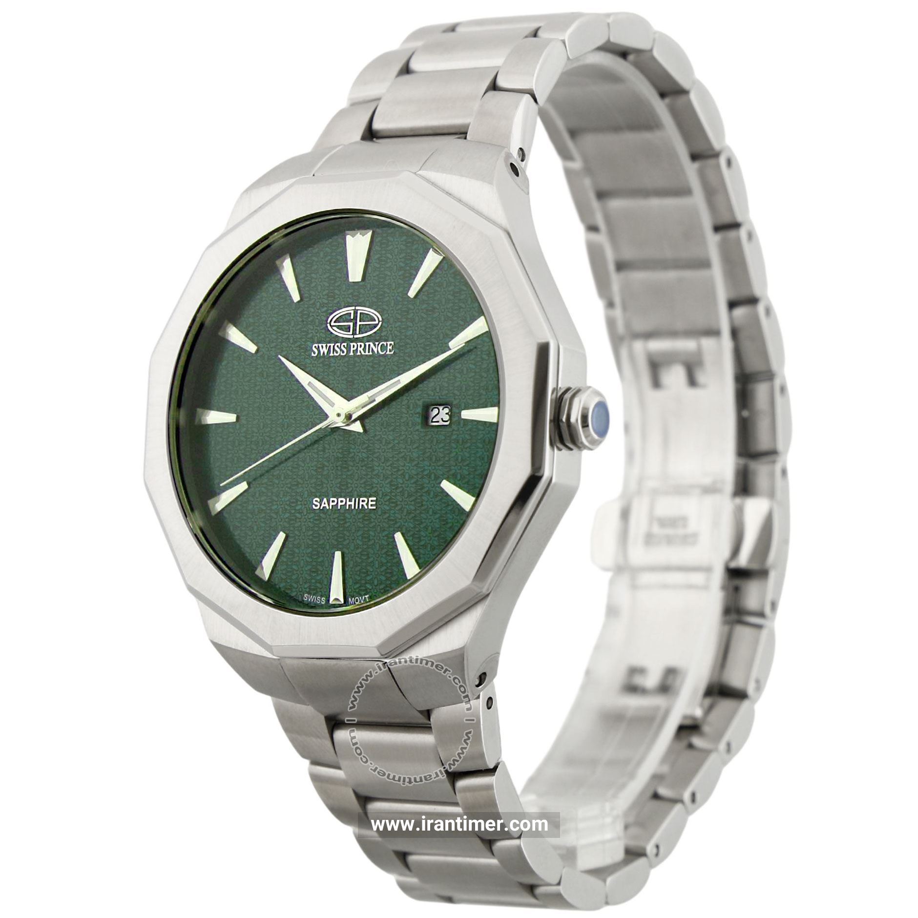 قیمت و خرید ساعت مچی مردانه سوئیس پرنس(Swiss Prince) مدل 2002G-MEN-SILVER-GREEN کلاسیک | اورجینال و اصلی