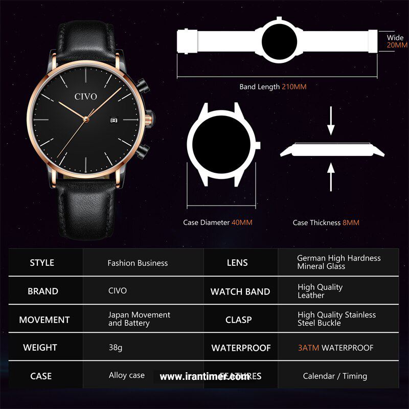 قیمت و خرید ساعت مچی مردانه سیوو(CIVO) مدل 1125840 کلاسیک | اورجینال و اصلی