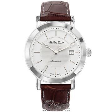 ساعت مچی مردانه کلاسیک بند چرم طبیعی، نمایش تاریخ، اتوماتیک، سنگ قیمتی داخل موتور