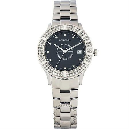 ساعت مچی زنانه کلاسیک فشن تمام استیل، نمایش تاریخ، نگین دار