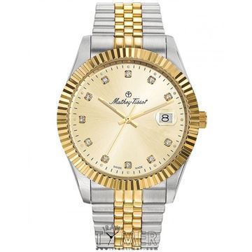 ساعت مچی مردانه کلاسیک تمام استیل، نمایش تاریخ، نگین دار، رنگ PVD