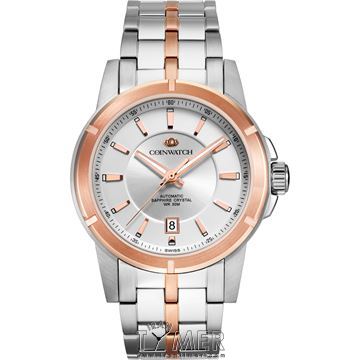 ساعت مچی مردانه کلاسیک تمام استیل، نمایش تاریخ، اتوماتیک، سنگ قیمتی داخل موتور، رنگ PVD