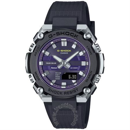 ساعت مچی مردانه اسپرت بند پلاستیکی، هوشمند، اتصال به موبایل از طریق بلوتوث و برنامه CASIO WATCHES، دارای دو نور پس زمینه، دارای 5 زنگ هشدار