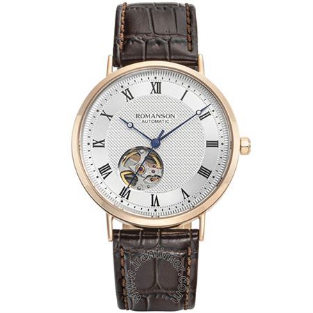 ساعت مچی مردانه کلاسیک بند چرمی، قلب باز، اتوماتیک، سنگ قیمتی داخل موتور