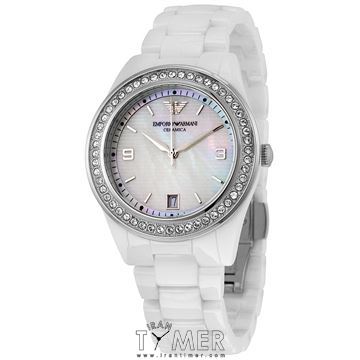 ساعت مچی زنانه فشن تمام سرامیک، نمایش تاریخ، نگین دار