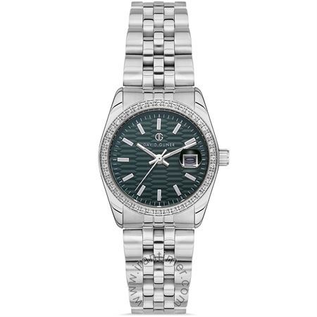 ساعت مچی زنانه فشن بند استیل، نمایش تاریخ، نگین دار