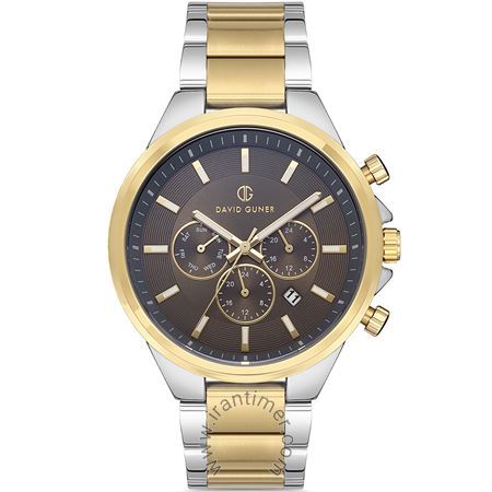 ساعت مچی مردانه کلاسیک بند استیل، نمایش تاریخ کامل، دو زمانه