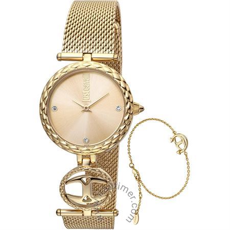 ساعت مچی زنانه کلاسیک تمام استیل، نگین دار، همراه با دستبند استیل، رنگ PVD