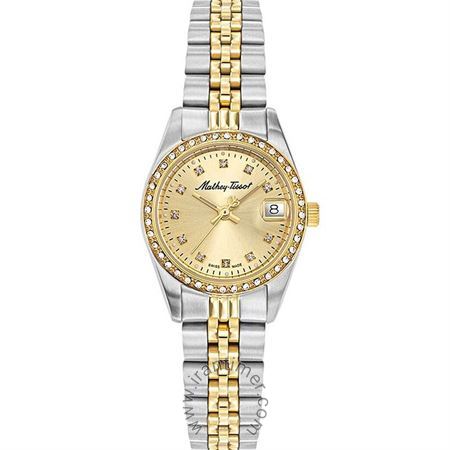 ساعت مچی زنانه فشن تمام استیل، نمایش تاریخ، نگین دار