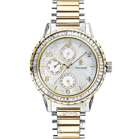 ساعت مچی زنانه کلاسیک تمام استیل، نمایش تاریخ کامل، نگین دار، رنگ PVD