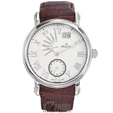 ساعت مچی مردانه کلاسیک بند چرم طبیعی، نمایش تاریخ بزرگ و روز، موتور سوئیس Ronda 7004P