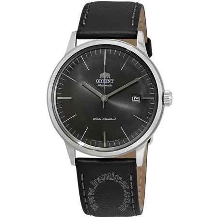 ساعت مچی مردانه کلاسیک بند چرم طبیعی، نمایش تاریخ، اتوماتیک، سنگ قیمتی داخل موتور