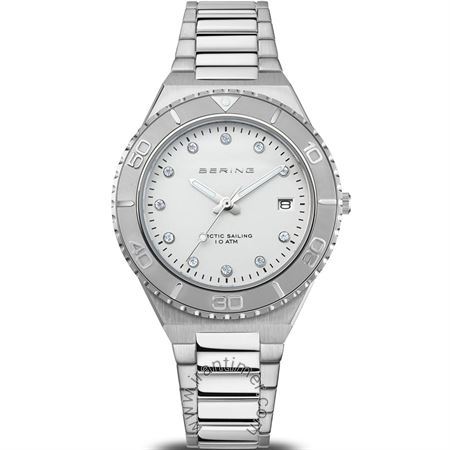 ساعت مچی زنانه کلاسیک تمام استیل، نمایش تاریخ، نگین دار