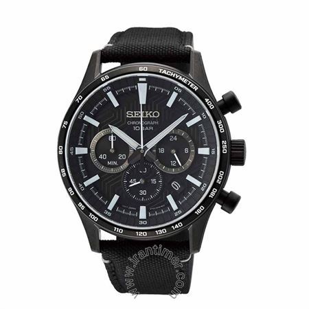 ساعت مچی مردانه اسپرت بند چرم طبیعی با روکش پارچه، کرونوگراف، نمایش تاریخ، نمایش 24 ساعت شبانه روز، سرعت سنج