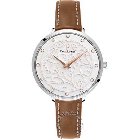 ساعت مچی زنانه کلاسیک بند چرم طبیعی، نگین دار