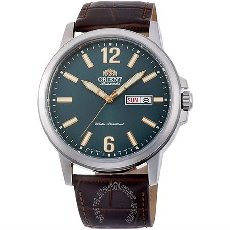 ساعت مچی مردانه کلاسیک بند چرم طبیعی، نمایش تاریخ و روز، اتوماتیک، سنگ قیمتی داخل موتور