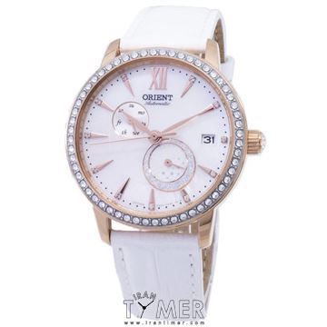 ساعت مچی زنانه فشن بند چرم طبیعی، نمایش تاریخ و روز، نگین دار، اتوماتیک، سنگ قیمتی داخل موتور