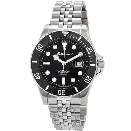 ساعت مچی مردانه کلاسیک بند استیل، نمایش تاریخ، زه قاب چرخشی یک طرفه