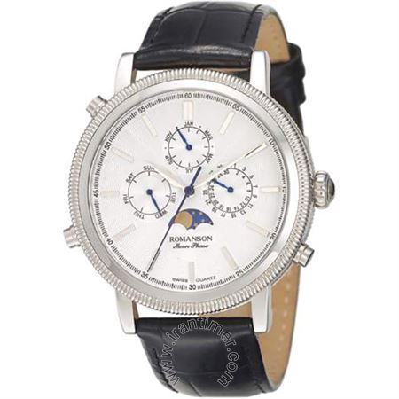 ساعت مچی مردانه کلاسیک بند چرمی، نمایش تاریخ کامل، نمایش حالت ماه