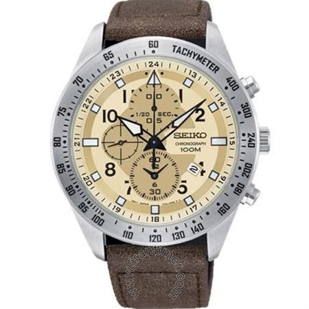 ساعت مچی مردانه اسپرت بند چرم طبیعی، کرونوگراف، نمایش تاریخ، سرعت سنج