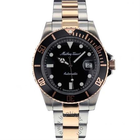 ساعت مچی مردانه کلاسیک تمام استیل، نمایش تاریخ، اتوماتیک، سنگ قیمتی داخل موتور، رنگ PVD