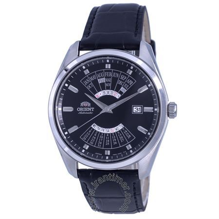 ساعت مچی مردانه کلاسیک بند چرم طبیعی، نمایش تاریخ کامل، اتوماتیک، سنگ قیمتی داخل موتور