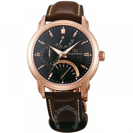 ساعت مچی مردانه کلاسیک بند چرم طبیعی، نمایش تاریخ و روز، اتوماتیک، سنگ قیمتی داخل موتور، شاخص ذخیره انرژی