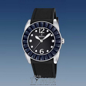 ساعت مچی زنانه فشن صفحه گرد بند پی یو نگین دار