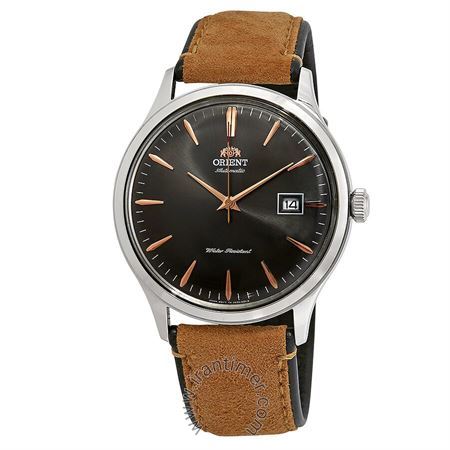 ساعت مچی مردانه کلاسیک بند چرم طبیعی، نمایش تاریخ، اتوماتیک، سنگ قیمتی داخل موتور