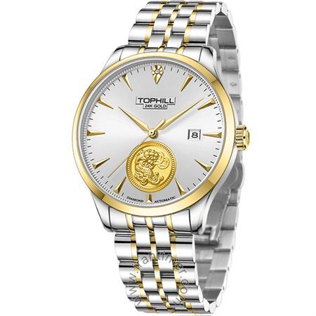 ساعت مچی مردانه کلاسیک تمام استیل، داخل صفحه شمش طلا 24 عیار