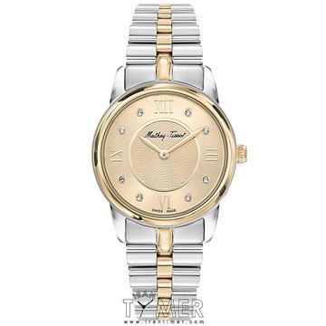 ساعت مچی زنانه کلاسیک تمام استیل، نگین دار، نمایش تاریخ، Ronda Caliber 1062، رنگ PVD