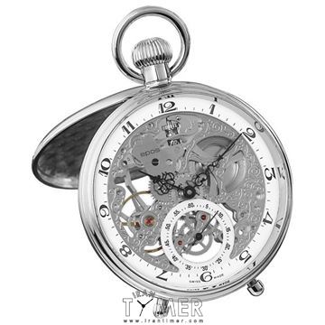 ساعت مچی مردانه جیبی کلاسیک تمام استیل، کوکی، سنگ قیمتی داخل موتور، (ULITAS6497)، اسکلتون