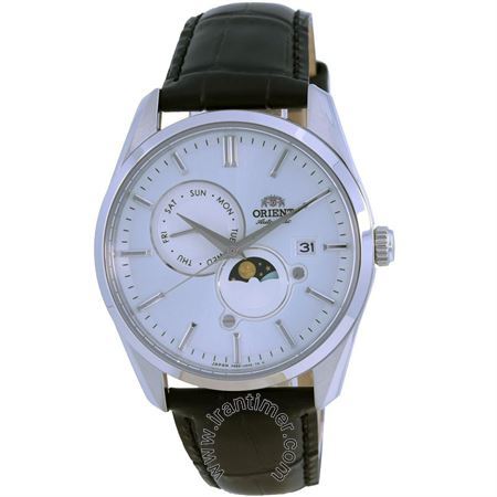 ساعت مچی مردانه کلاسیک بند چرم طبیعی، نمایش تاریخ و روز، نمایش حالت ماه و خورشید، اتوماتیک، سنگ قیمتی داخل موتور