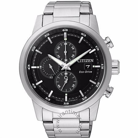 ساعت مچی مردانه کلاسیک تمام استیل، کرونوگراف، نمایش تاریخ، نمایش 24 ساعت شبانه روز، اکو درایو
