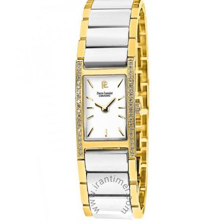 ساعت مچی زنانه کلاسیک بند استیل و سرامیک، نگین دار