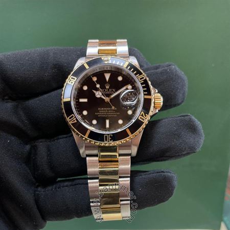 همه محصولات مردانه کلاسیک استیل و طلا زرد 18 عیار Submariner، همراه با کارت مدل 2009، مقاومت در برابر آب 300 متر، زه قاب چرخشی یک طرفه، 31 عدد سنگ  قیمتی داخل موتور، 48 ساعت دخیره انرژی
