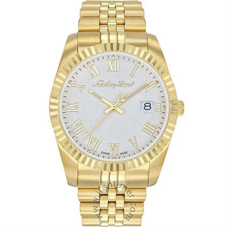 ساعت مچی مردانه کلاسیک تمام استیل، نمایش تاریخ، رنگ PVD، موتور RONDA 515 H3، ست