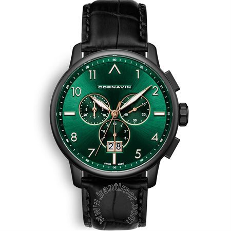 ساعت مچی مردانه کلاسیک بند چرم طبیعی، کرونوگراف، نمایش تاریخ بزرگ، موتور Ronda