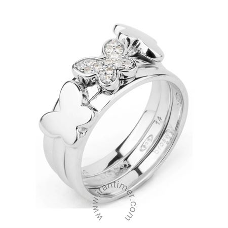 ساعت مچی انگشتر زنانه فشن تمام نقره، سنگ زیرکونیا