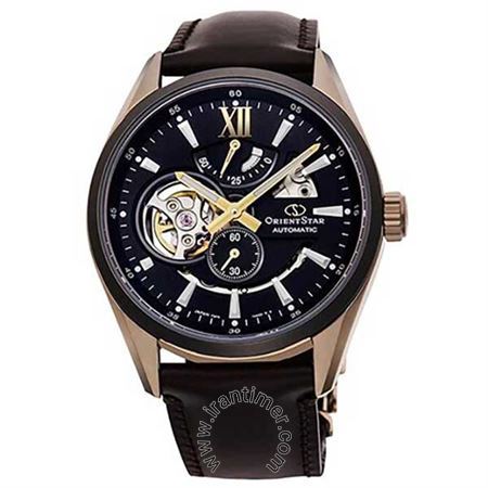 ساعت مچی مردانه کلاسیک بند چرم طبیعی، اتوماتیک، قلب باز، سنگ قیمتی داخل موتور