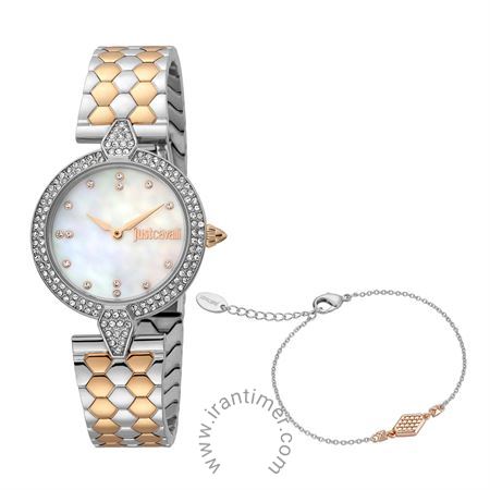 ساعت مچی زنانه کلاسیک فشن تمام استیل، نگین دار، همراه با دستبند ست، رنگ PVD