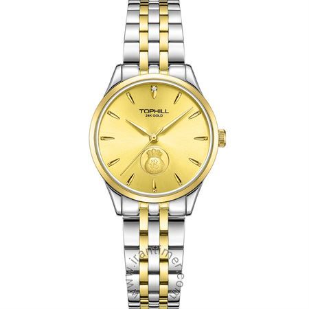 ساعت مچی زنانه کلاسیک تمام استیل، داخل صفحه شمش طلا 24 عیار